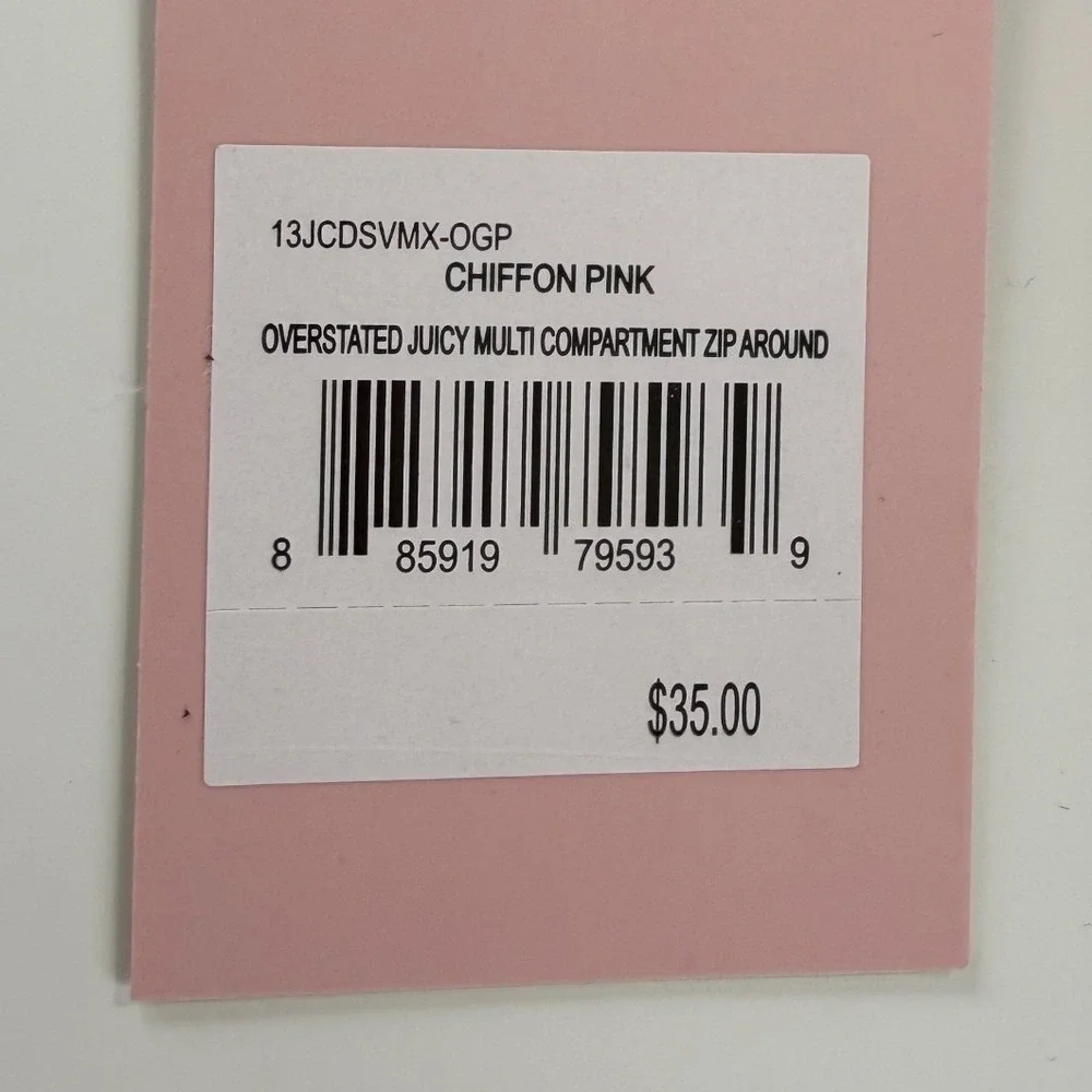 Juicy Couture Overstated Pink Gothic Logo Zip Around‎ Wallet Heart Charm NWT